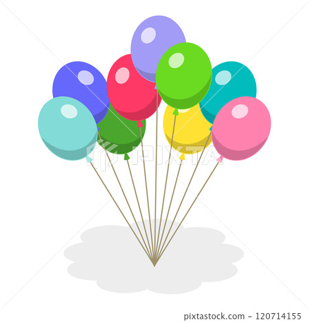 3D Isometric Flat  Set of Party Items. Item 8 120714155