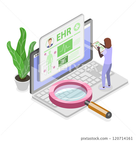 3D Isometric Flat Illustration of Electronic Health Record. Item 2 3D Isometric Flat Illustration of Electronic Health Record. Item 2 120714161
