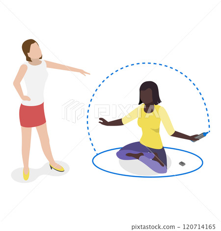 3D Isometric Flat Illustration of Invisible Boundary. Item 2 3D Isometric Flat Illustration of Invisible Boundary. Item 2 120714165