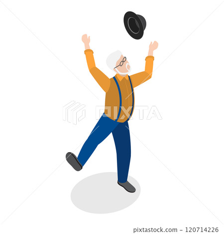 3D Isometric Flat  Illustration of Happy Seniors. Item 3 120714226