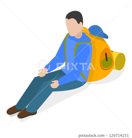 3D Isometric Flat  Set of Tourists or Travelers. Item 5 120714231