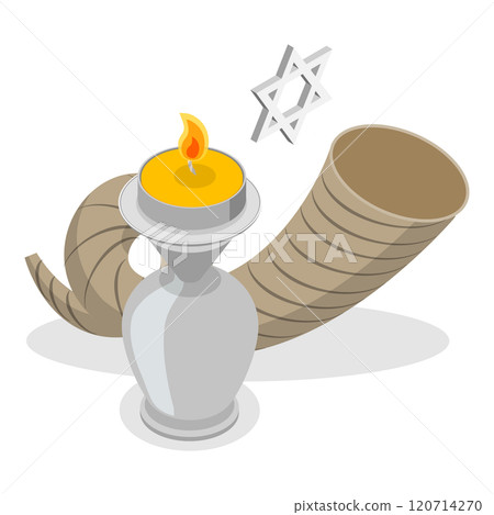 3D Isometric Flat  Set of Jewish Symbolism. Item 5 120714270