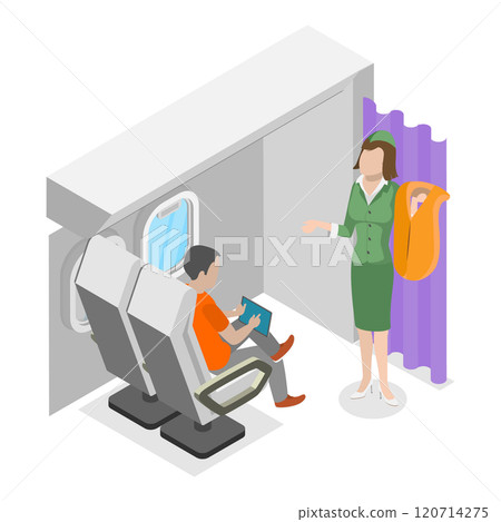 3D Isometric Flat Set of Airplane Items and Scenes. Item 1 3D Isometric Flat Set of Airplane Items and Scenes. Item 1 120714275
