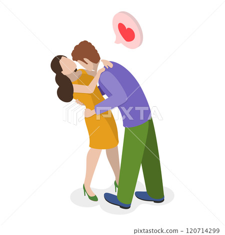 3D Isometric Flat  Set of Lovers Couples. Item 8 120714299