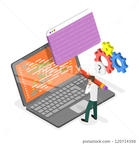 3D Isometric Flat  Illustration of Software Development. Item 3 120714308