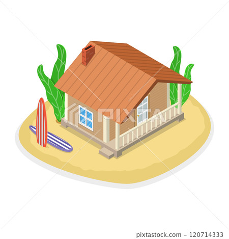 3D Isometric Flat  Set of Bungalows. Item 4 120714333