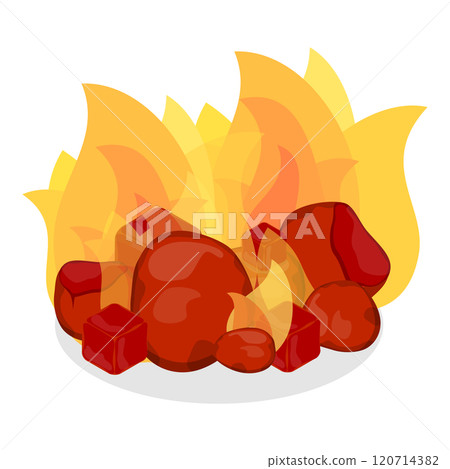 3D Isometric Flat  Set of Burning Charcoals. Item 4 120714382