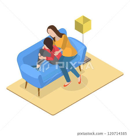 3D Isometric Flat  Set of Parent Support Scenes. Item 2 120714385