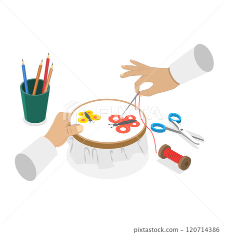 3D Isometric Flat  Set of Craft Handmade Hobbies. Item 4 120714386