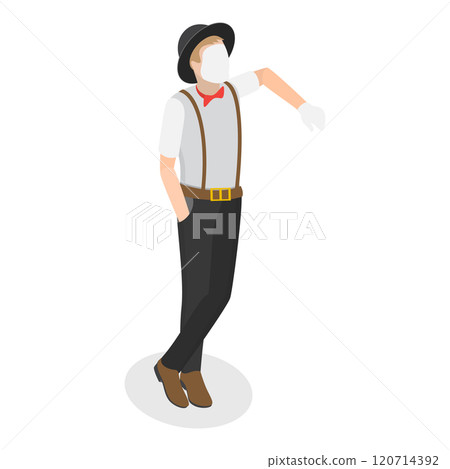 3D Isometric Flat  Set of Mime Actors. Item 5 120714392