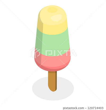 3D Isometric Flat Set of Popsicles. Item 1 3D Isometric Flat Set of Popsicles. Item 1 120714403
