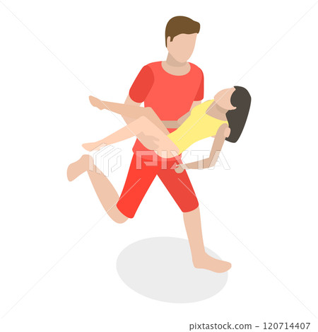 3D Isometric Flat  Illustration of Beach Lifeguard. Item 1 120714407