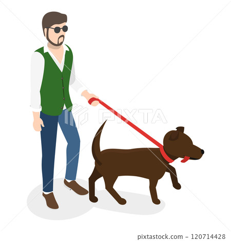 3D Isometric Flat  Illustration of People with Different Types Of Disabilities. Item 6 120714428