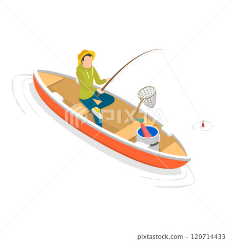 3D Isometric Flat Set of Fishermen. Item 4 3D Isometric Flat Set of Fishermen. Item 4 120714433