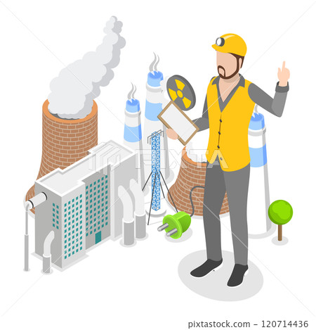 3D Isometric Flat  Illustration of Sustainable Energy Source. Item 1 120714436