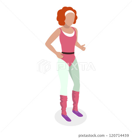 3D Isometric Flat  Set of People with 90s Outfit. Item 5 120714439