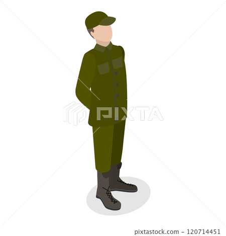 3D Isometric Flat  Set of Soldiers in Uniform. Item 1 120714451