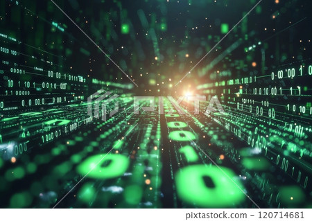 Green Digital Binary Code with Light Burst Green Digital Binary Code with Light Burst 120714681