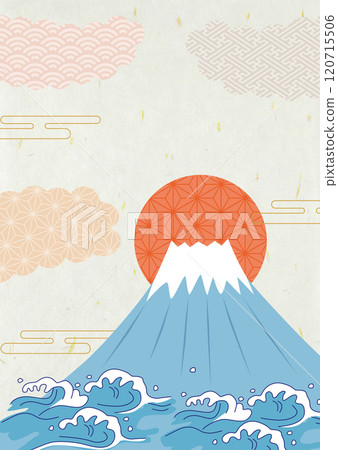 Mt. Fuji and Japanese pattern background Mt. Fuji and Japanese pattern background 120715506