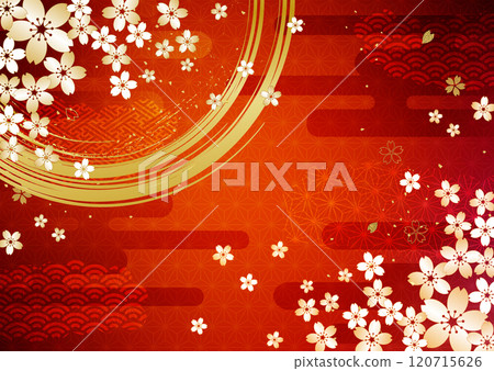 Cherry blossom and Japanese pattern background Cherry blossom and Japanese pattern background 120715626