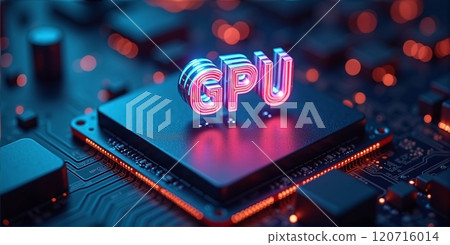 High-performance gpu processor mounted on advanced technological motherboard circuitry 120716014