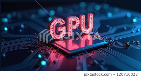 High-performance gpu processor mounted on advanced technological motherboard circuitry 120716028