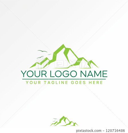 Logo design graphic concept creative premium vector stock image graphic simple unique mountain mont park flying birds. Related green forest adventure Logo design graphic concept creative premium vector stock image graphic simple unique mountain mont park flying birds. Related green forest adventure 120716486