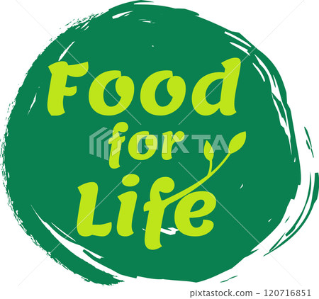 Promoting healthy eating habits and sustainable food systems, a vibrant green logo features the phrase food for life alongside a delicate sprout, symbolizing nourishment and vitality 120716851