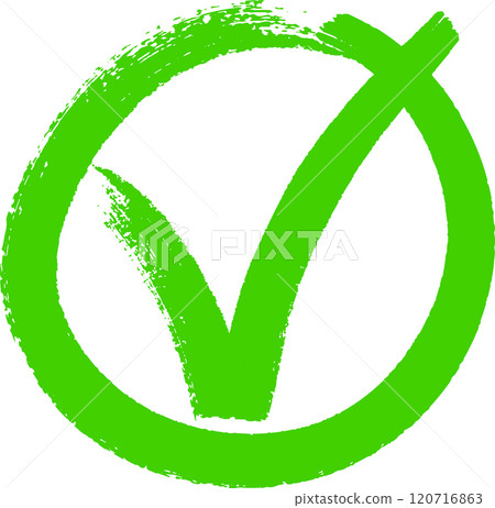 Green check mark in a circle symbolizes approval and success, isolated on white with a hand drawn feel. Perfect for quality and decision projects Green check mark in a circle symbolizes approval and success, isolated on white with a hand drawn feel. Perfect for quality and decision projects 120716863