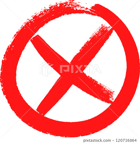 Red cross sign painted with a brushstroke style, representing concepts like cancel, stop, negative, or wrong, isolated on a white background Red cross sign painted with a brushstroke style, representing concepts like cancel, stop, negative, or wrong, isolated on a white background 120716864