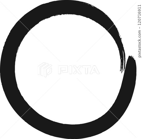 Hand drawn black circle painted with a brush represents a symbol of zen, perfection, and eternity, creating a powerful visual statement on a clean white background Hand drawn black circle painted with a brush represents a symbol of zen, perfection, and eternity, creating a powerful visual statement on a clean white background 120716911