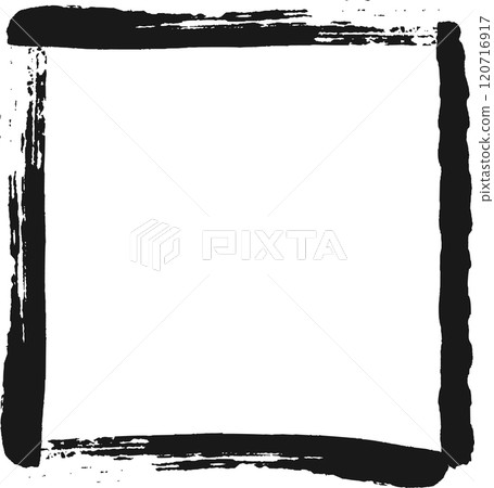 Thick black brush strokes create a square border on a white background, adding artistic flair to any project with a grunge feel Thick black brush strokes create a square border on a white background, adding artistic flair to any project with a grunge feel 120716917