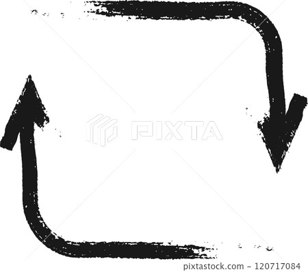 Opposing arrows form a rectangle. Symbolizing an ongoing process. Highlighting continuity and circularity. Hand drawn sketch captures flow and direction. Emphasizing seamless connection between forces 120717084