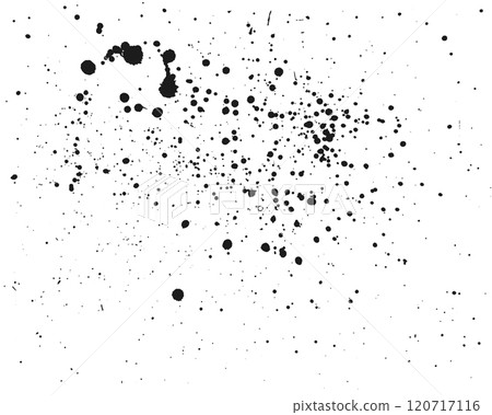 Captivating black ink splatters on white background for creative projects. Modern and versatile design with endless possibilities. Let your creativity flow. 120717116