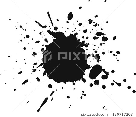 Black ink splattering on white background, creating dynamic contrast and abstract shape Black ink splattering on white background, creating dynamic contrast and abstract shape 120717208