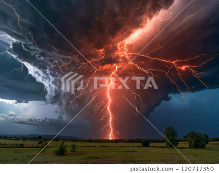 lightning thunder storm over the field lightning thunder storm over the field 120717350