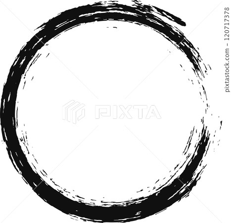 Hand drawn black brush stroke in a circle shape adds raw artistry and dynamic energy to designs, illustrations, or creative projects, enhancing visual appeal with its organic and expressive form 120717378