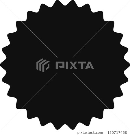 Black sunburst or starburst shape with jagged edges creating a dynamic and eye catching visual, ideal for design elements, backgrounds, and graphic accents Black sunburst or starburst shape with jagged edges creating a dynamic and eye catching visual, ideal for design elements, backgrounds, and graphic accents 120717468