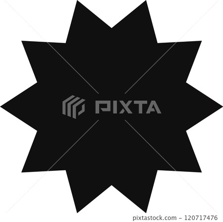 Simple black twelve pointed star conveying excellence, achievement, and high quality, suitable for various design and symbolic applications 120717476