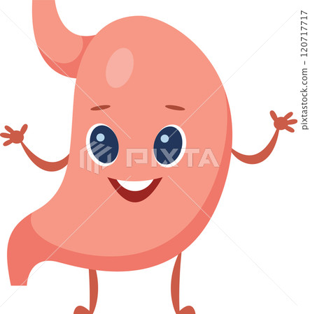 Cartoon stomach character waving, smiling, promoting digestive health and wellness, suitable for educational materials, healthcare campaigns, and children s books Cartoon stomach character waving, smiling, promoting digestive health and wellness, suitable for educational materials, healthcare campaigns, and children s books 120717717