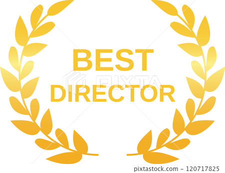 Golden laurel wreath award signifying the best director, celebrating exceptional talent and vision in filmmaking, a prestigious recognition of artistic achievement and leadership in cinema Golden laurel wreath award signifying the best director, celebrating exceptional talent and vision in filmmaking, a prestigious recognition of artistic achievement and leadership in cinema 120717825