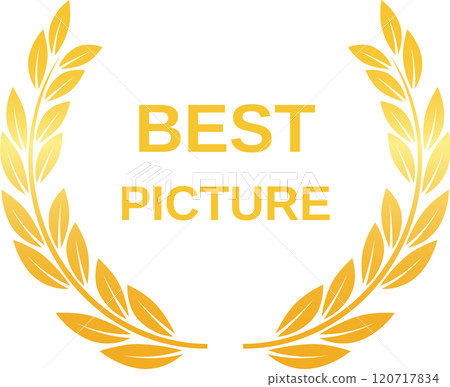 Golden laurel wreath signifying the best picture award, celebrating outstanding achievement in filmmaking and cinematic excellence 120717834