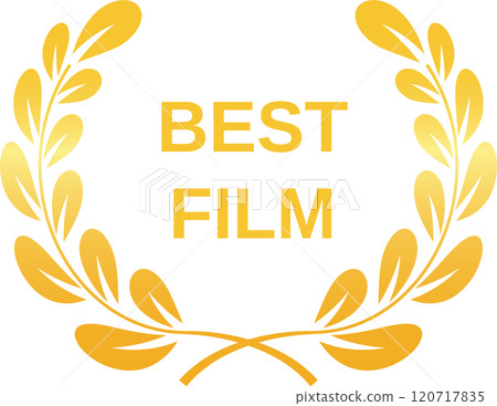 Golden laurel wreath symbolizing the best film. Honoring exceptional achievement in cinema. Celebrating excellence in filmmaking. Recognizing talent and creativity in storytelling. Acting. Directing 120717835