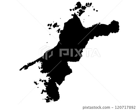 愛媛縣、四國地區的稍微寬鬆的輪廓 120717892