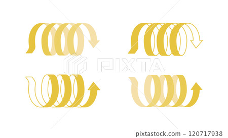 Set of ribbon arrows moving in a spiral Set of ribbon arrows moving in a spiral 120717938