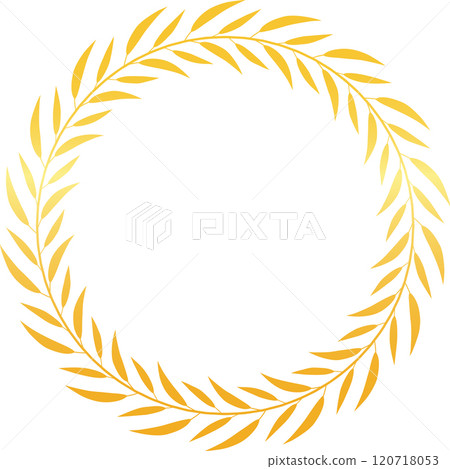 Beautiful golden laurel wreath symbolizing victory, achievement, and honor on a white background, perfect for celebrating accomplishments and honoring champions 120718053