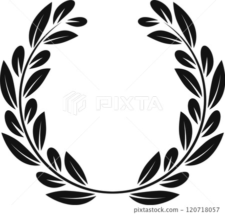 Simple yet elegant circular laurel wreath design symbolizes accomplishment and triumph, evoking a sense of classic victory and honor 120718057