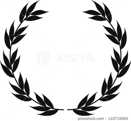Circular laurel wreath, a symbol of victory and achievement, forming a perfect circle, ideal for representing success and triumph 120718060