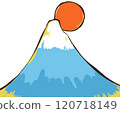 手寫的富士山與太陽 120718149