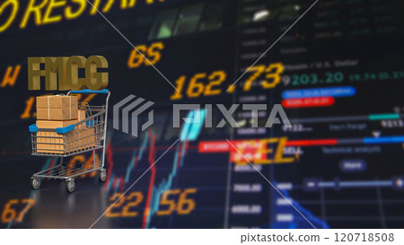The FMCG text and shopping cart for Business concept 3d rendering. The FMCG text and shopping cart for Business concept 3d rendering. 120718508